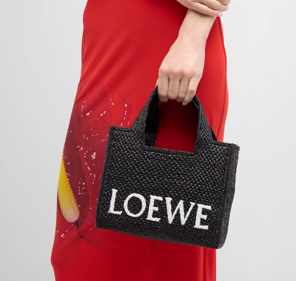 LW Small Font Tote in Raffia