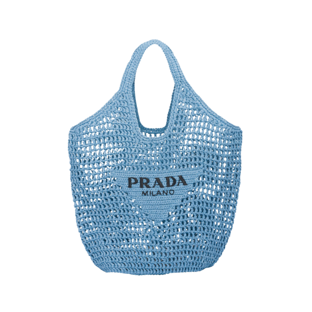 PR Raffia Tote Bag-Blue