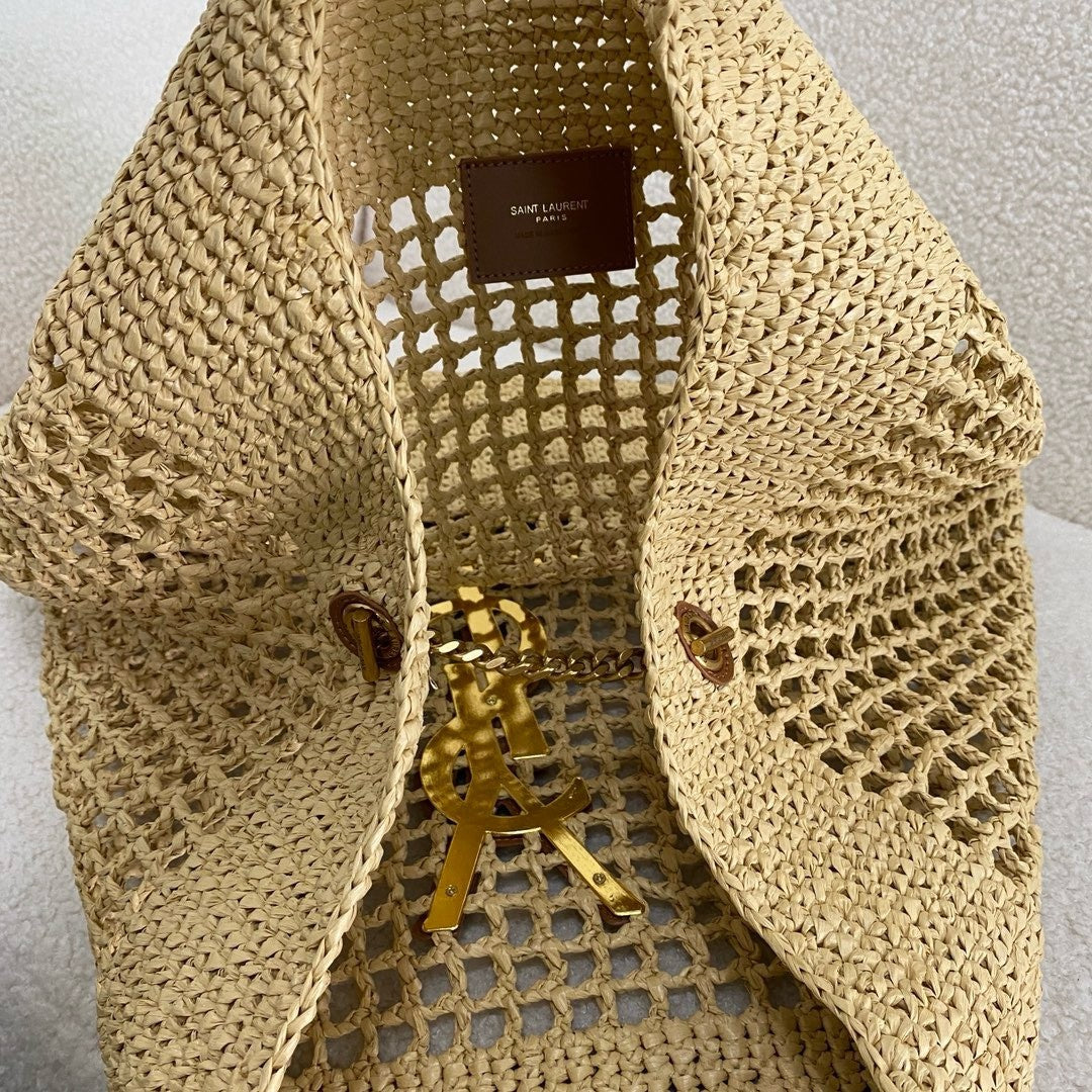 YSL Raffia Icare Tote Bag