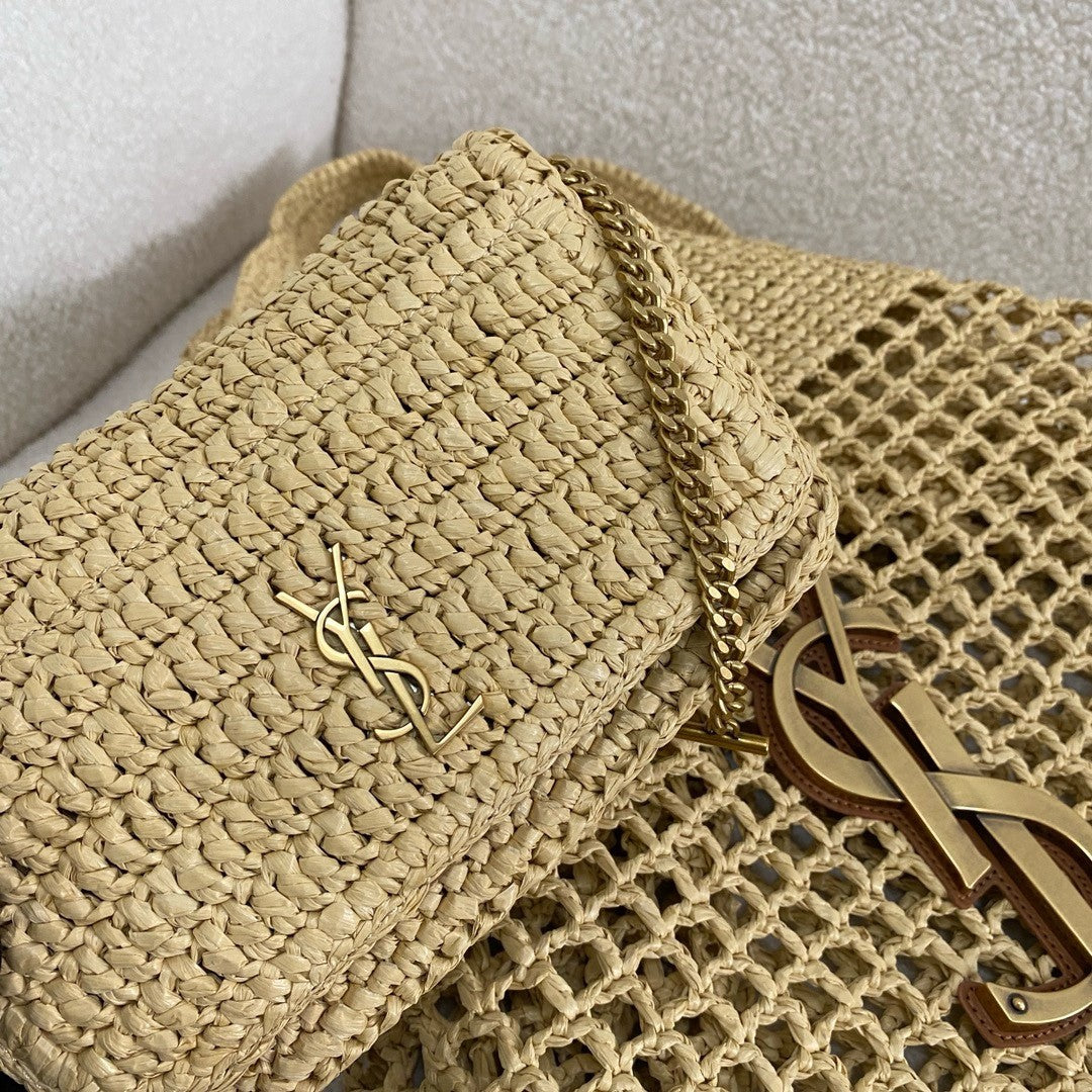 YSL Raffia Icare Tote Bag