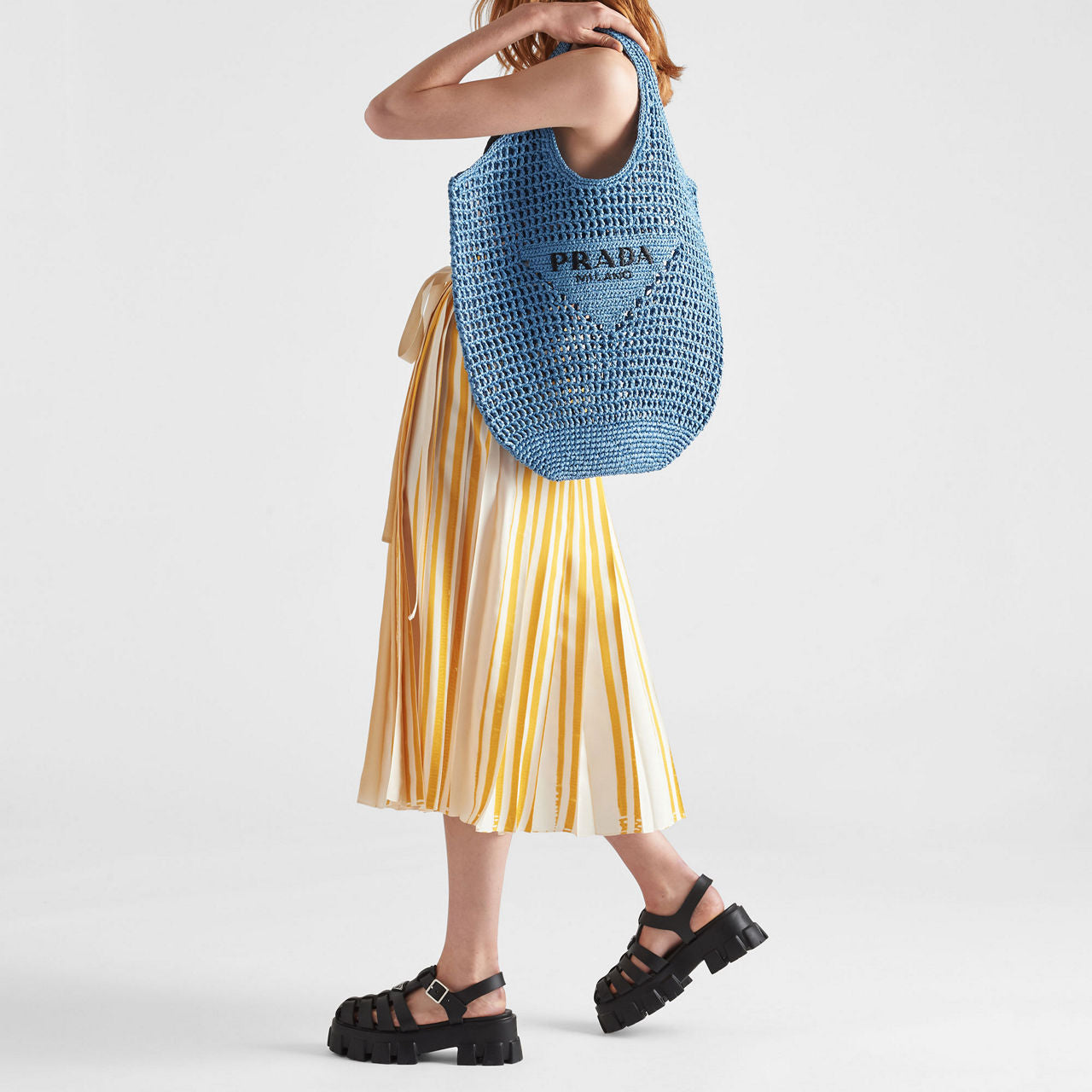PR Raffia Tote Bag-Blue