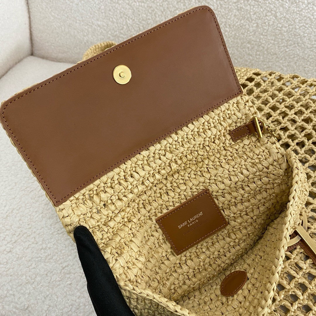 YSL Raffia Icare Tote Bag