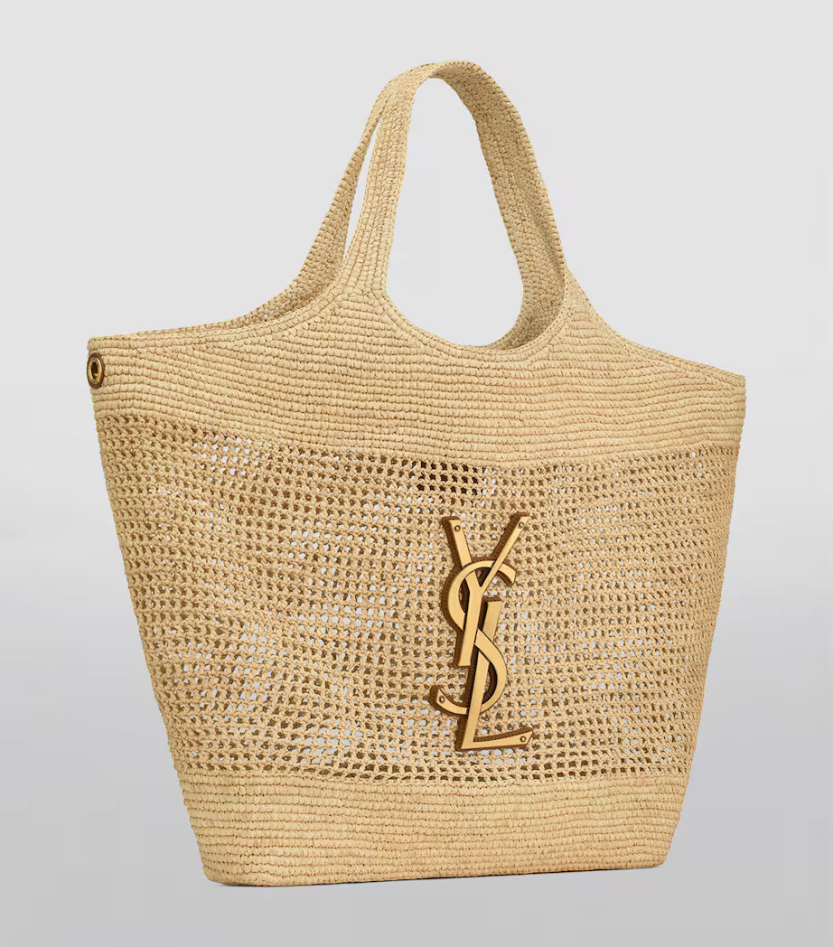 YSL Raffia Icare Tote Bag
