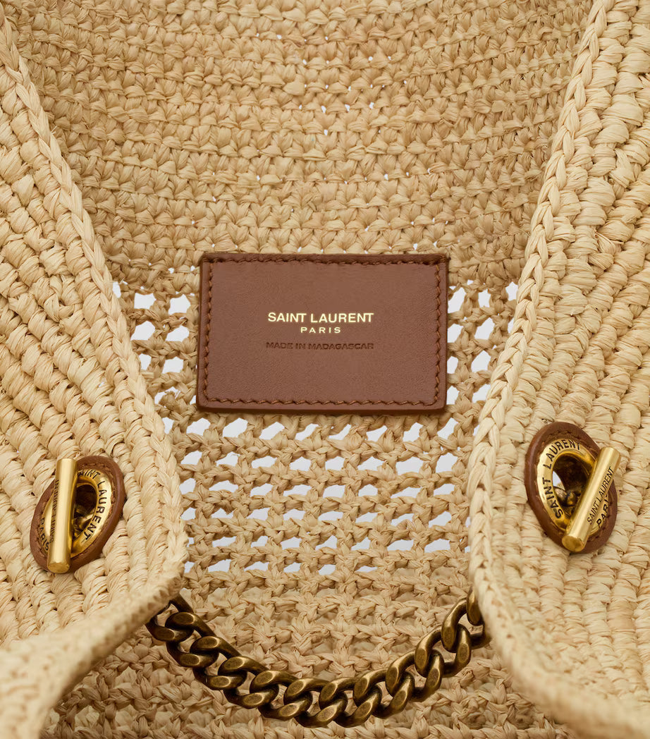 YSL Raffia Icare Tote Bag