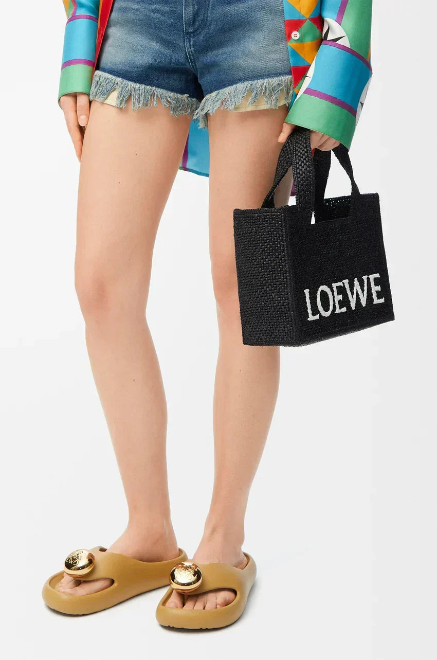 LW Small Font Tote in Raffia
