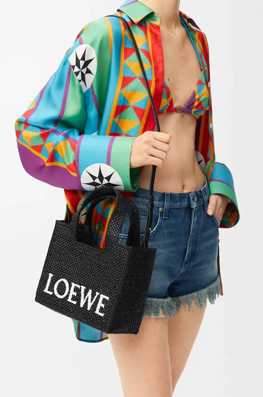 LW Small Font Tote in Raffia